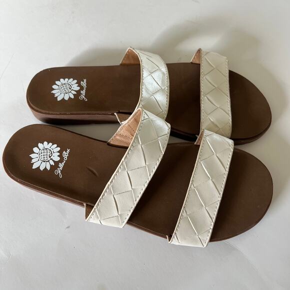 Yellow Box 'Feylie' SZ 8.5 Slide Sandal White Double-Band Woven Look - Picture 3 of 8